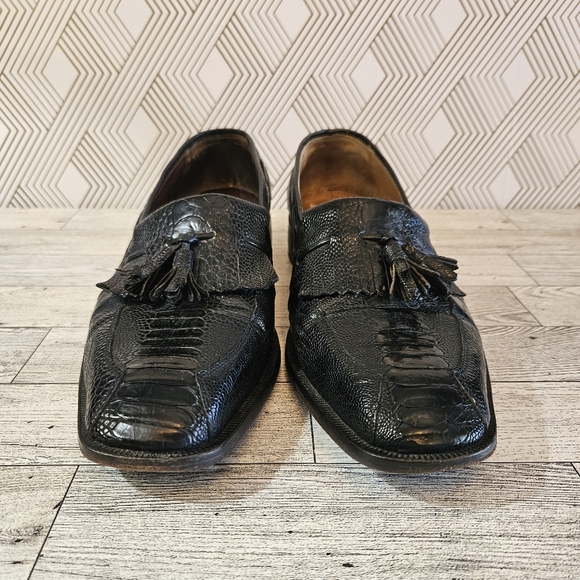 DiStefano Men's Hand Made in Italy Crocodile Tassel Loafers Black Size 8.5 - Picture 2 of 10